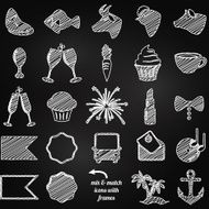 Vector Collection of Chalkboard Style Wedding or Engagement Icons N2