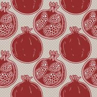 Seamless pattern with hand-drawn pomegranate N12