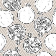Seamless pattern with hand-drawn pomegranate N13
