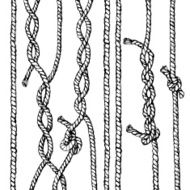 Black and white twisted ropes Hand drawn