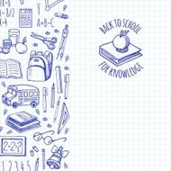 School tools sketch blue icons vector vertical banner