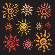 Sun set Vector hand drawn illustration N4