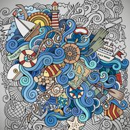 Doodles marine nautical vector background N2