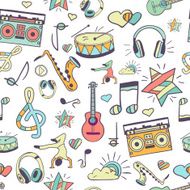 Vector seamless musical pattern hand drawn doodles N6