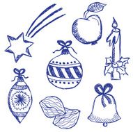 Christmas symbols doodles set N3
