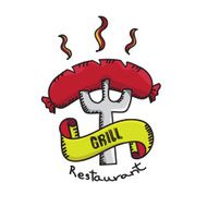 Grill Restaurant badge logo on white background