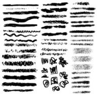 Set of oil pastel brush strokes and design elements Grunge