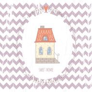 Sweet home illustration with a wreath and cute house N7