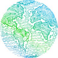 Planet earth green sketched doodle