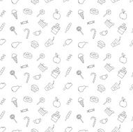 Line sketch pattern vector doodles kid hand drawing food collection N2
