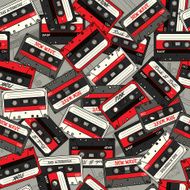 Retro Cassette seamless pattern 04