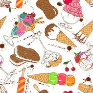 Sketch seamless pattern of colorful ice cream N2
