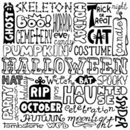 doodles - hand-drawn halloween text words