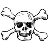Cartoon skull and crossbones sketch