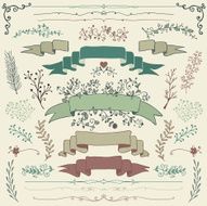 Vector Colorful Hand Drawn Floral Design Elements N2