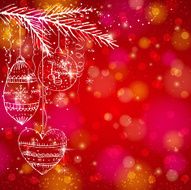 red brightness background with christmas balls