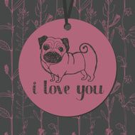 Cute pug and flower background