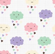 smiling clouds seamless pattern N4