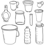 Containers collection in black and white N2