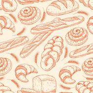seamless background with pink sketch pastries