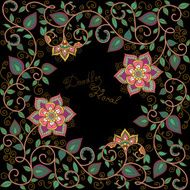 vector floral pattern on the black background