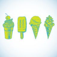 Doodle ice cream frozen dessert style sketch N9