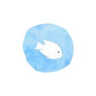 Contour of the fish on a blue spot
