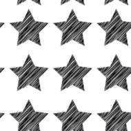 Sketch seamless pattern with stars Black stars on white background N2