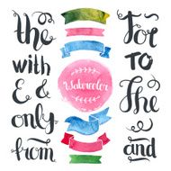 Hand drawn decoration collection with watercolor ribbons N2