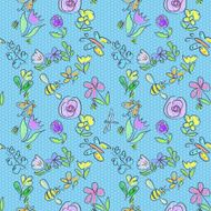 Floral doodles seamless pattern