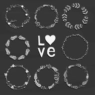 Set with floral wreaths Template for wedding mothers day birt N2