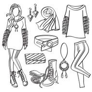 Fashion Lady with Clothing and Accessories N5