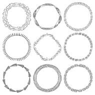 vector set of decorative doodle floral wreathes N7