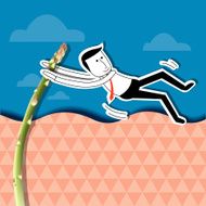 Businessman is jumping with asparagus pole vault