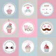 Vector collection of decorative hand drawn sweet cupcakes N2