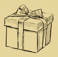 Digital hand drawing of Christmas gift vector illustration