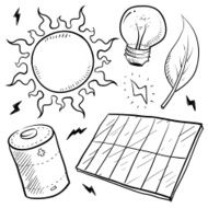 Solar energy items sketch