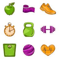 Fitness sketch line icons