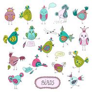 Set of cute birds in different actions N4