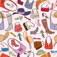 Accessories pattern Bags hats and shoes fashion background