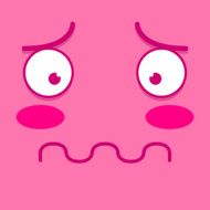 Vector Cute Cartoon Pink Shy Face