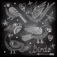 Vector set birds and hearts N5