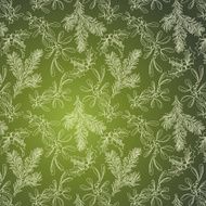 Green background with Fir Mistletoe and Holly