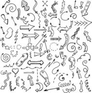 Set hand drawn lines icon arrows