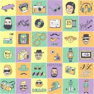 Hipster doodle icons set Vector illustration Hand drawn