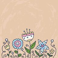 Card background with doodle flowers N3