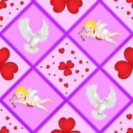 Pattern with cupid and pigeon