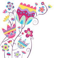 Card background with colorful flowers N2