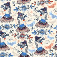 vector seamless pattern with cartoon horses N3