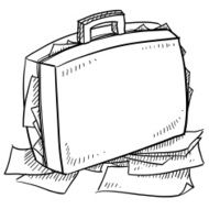 Overstuffed work briefcase vector